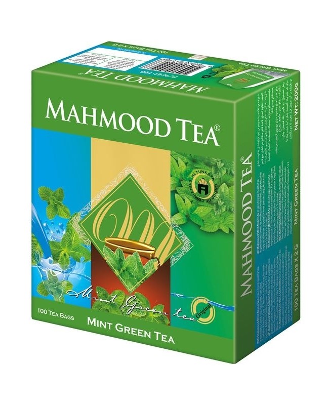 MAHMOOD Tea Mint Green bags (100x2gr) x18 st  شاي محمود اخضر بالنعنع 100ظرف